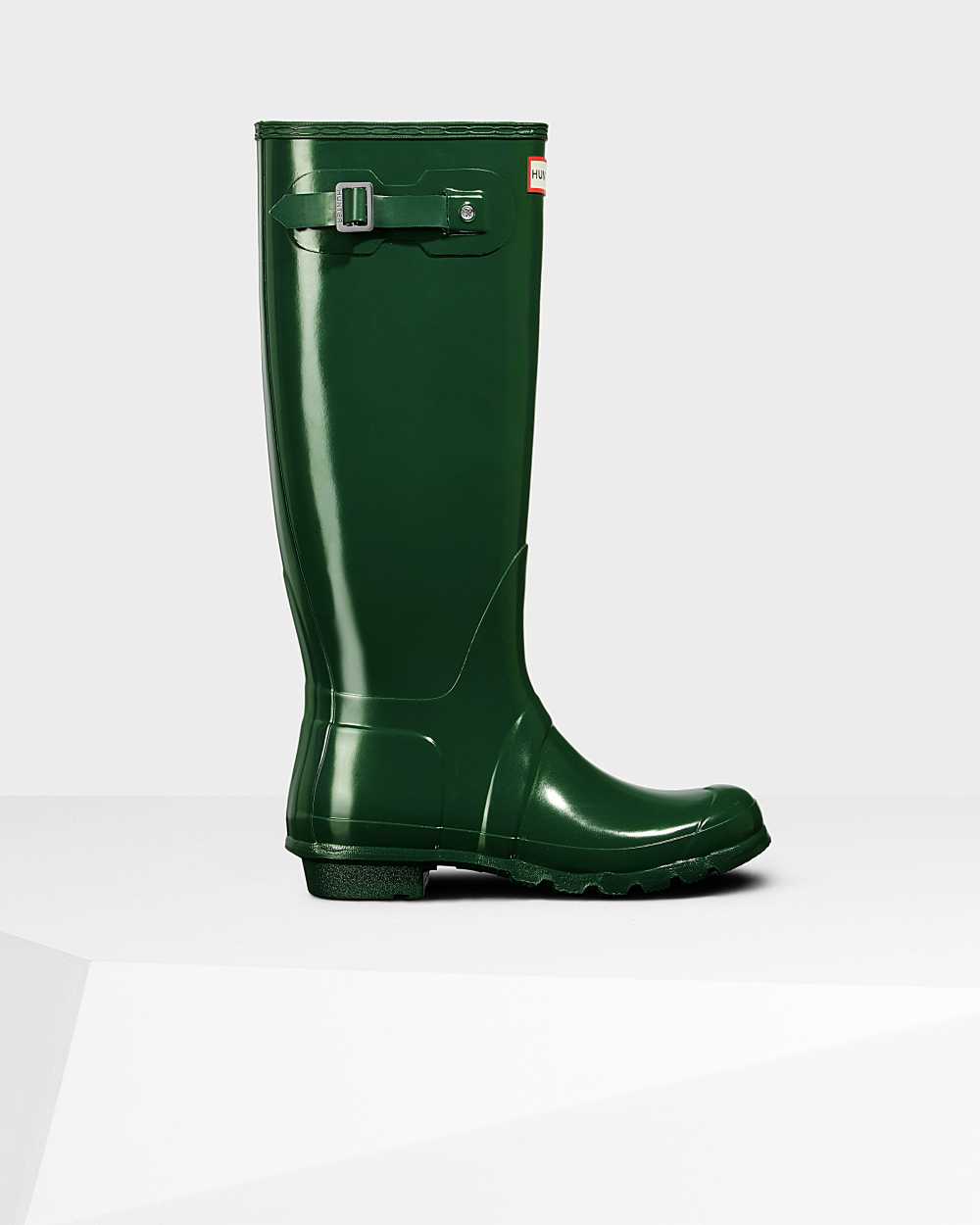 Womens Hunter Original Tall Gloss Rain Boots Green | SYZXPT-805